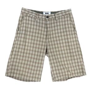 Joseph Abboud Shorts Mens 32 Brown Plaid Cotton Flat Front Bermuda 10.5 Inseam